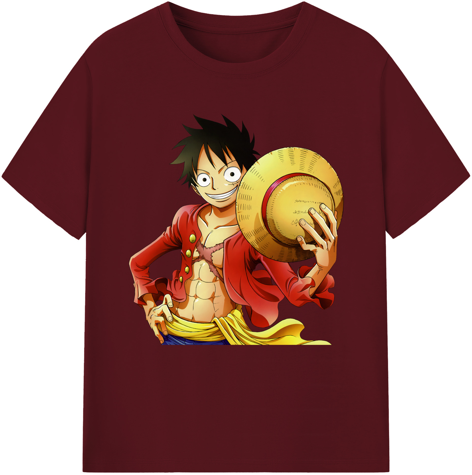 ワンピース モンキー・D・ルフィ ONE PIECE Monkey D. Luffy 綿100％半袖Tシャツ（フロントプリント）